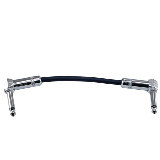 Right angle guitar pedal patch cord - 6 inches long - BLACK