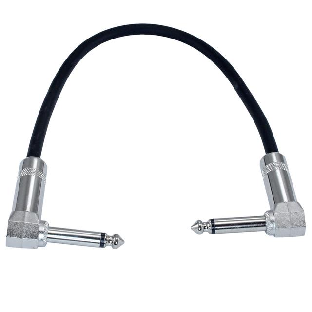 Right angle guitar pedal patch cord - 12 inches long - BLACK