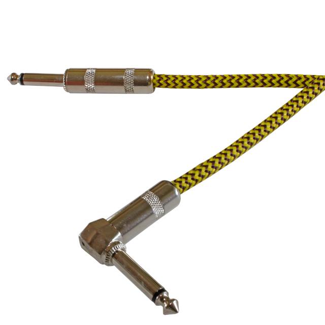 18ft woven guitar cable metal plugs RA-ST YELLOW