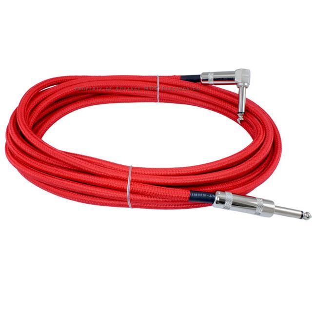 20ft woven guitar cable metal plugs RA-ST RED
