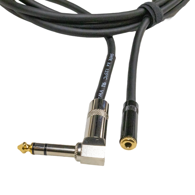 1/8 Inch Female to 1/4 Inch Right Angle Male TRS Extension Cable 10'