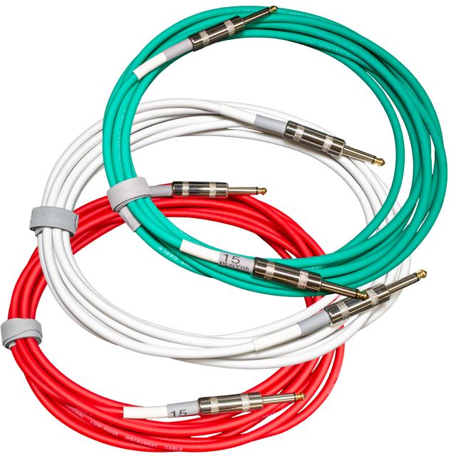Holiday Bundle &ndash; 3&times; 15ft Premium Instrument Cables (Green, Red, White) &ndash; Hand-Made in the USA
